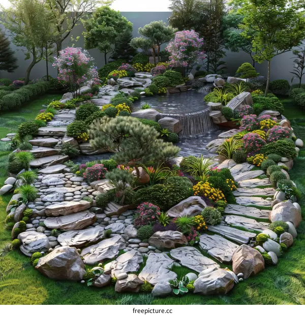 Zen Garden Design with Water Feature