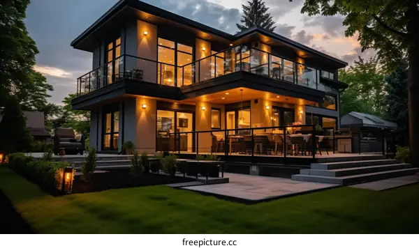 A modern house with a beautiful exterior