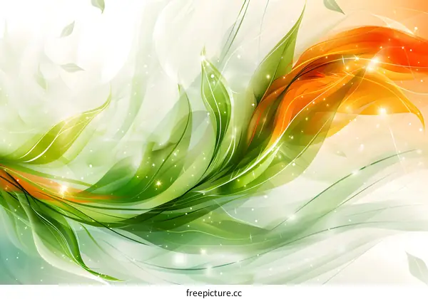 green orange abstract leaves