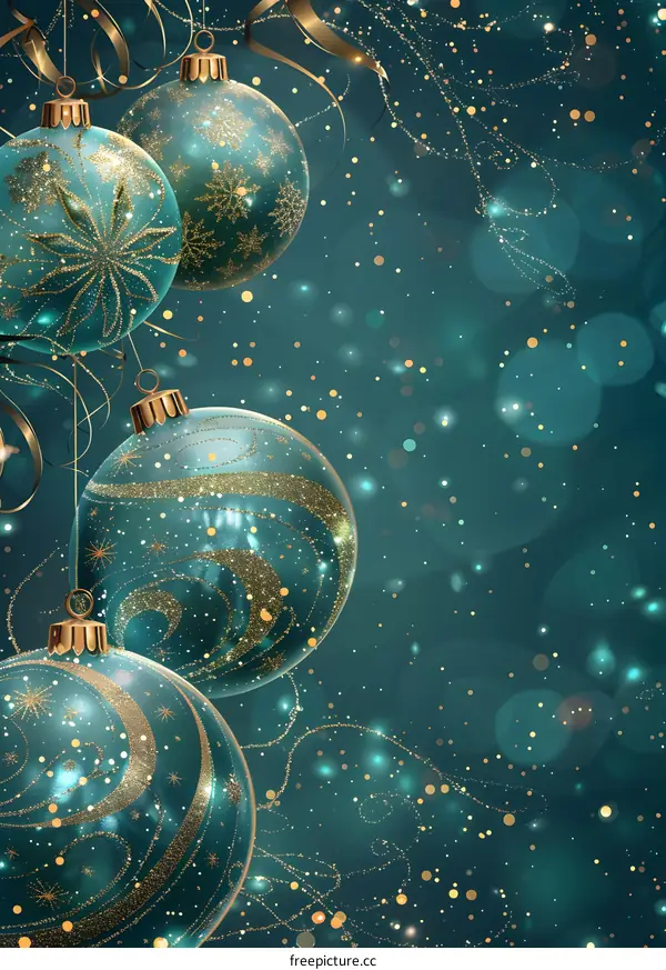 Teal Christmas Ornament Background