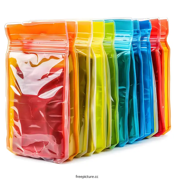 Colorful plastic zipper bags