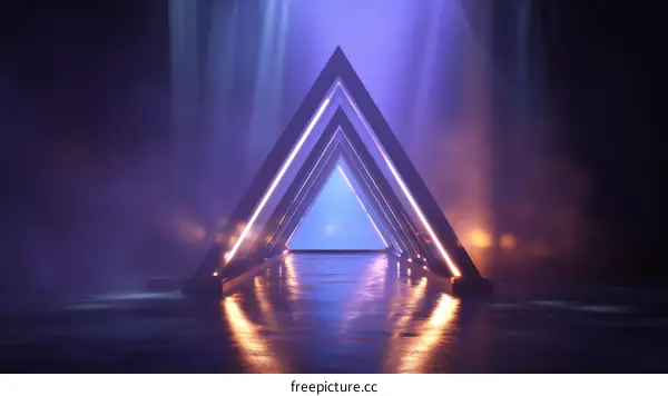 Abstract Neon Triangle Architectural Design