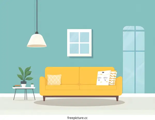 Yellow Sofa in Minimalist Living Room Interior Design