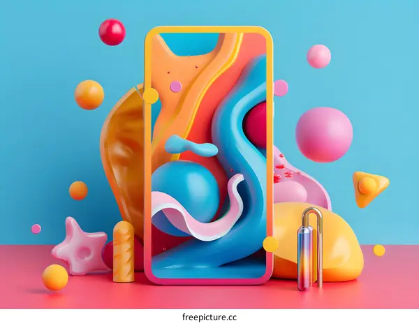 Colorful Abstract Shapes and Smartphone Screen