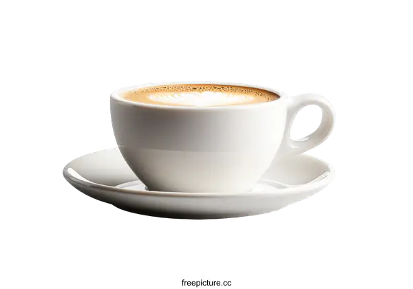 [Transparent Background PNG]Aromatic Latte in a White Cup and Saucer