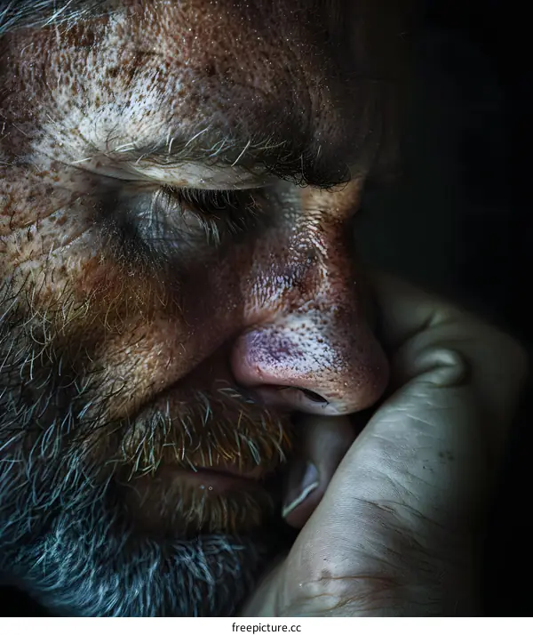 Close Up Portrait of an Older Man with a Beard