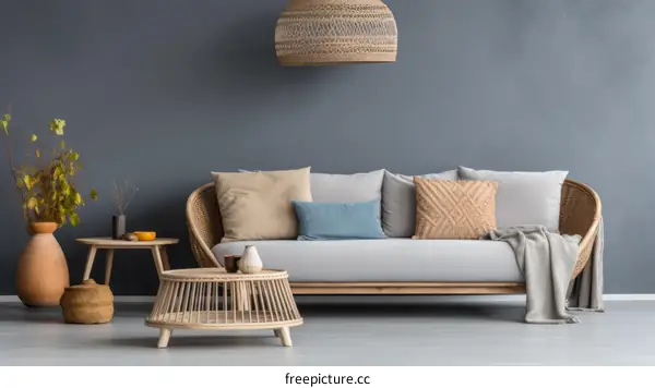 Modern living room interior with design furniture