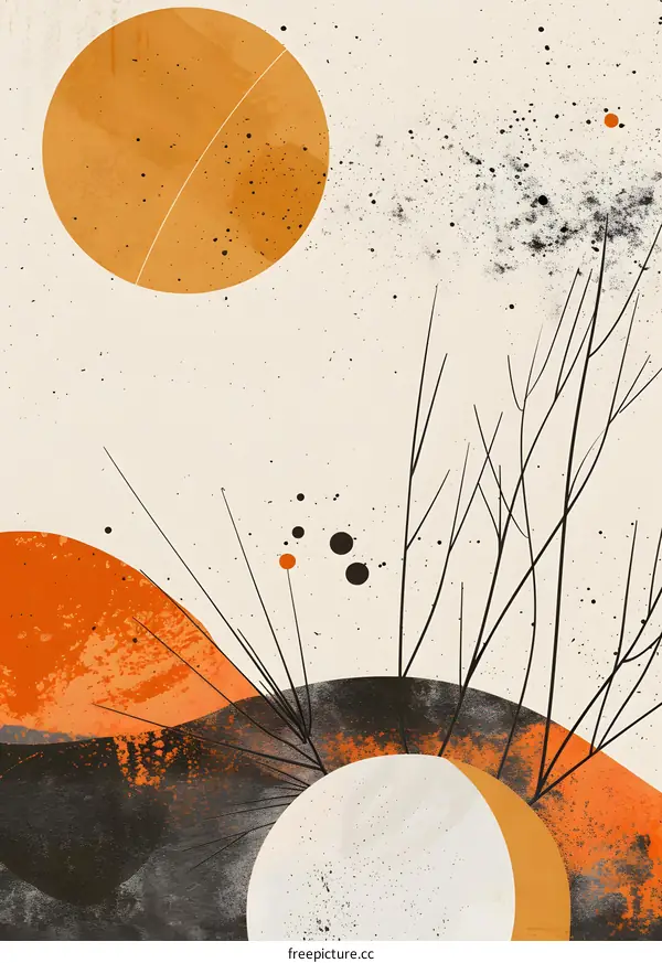 Abstract Art with Circles and Splashes of Color