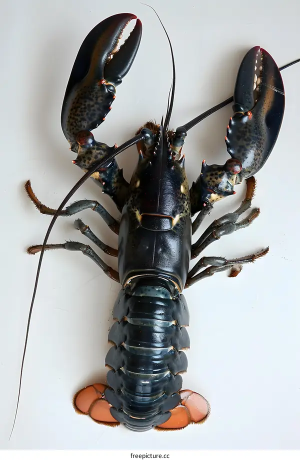 A large lobster on a white background