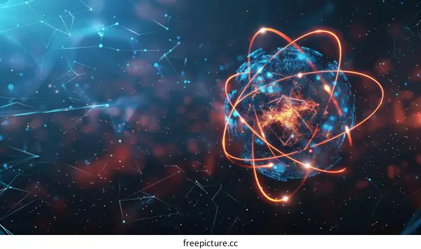 Blue and Orange Glowing Atom