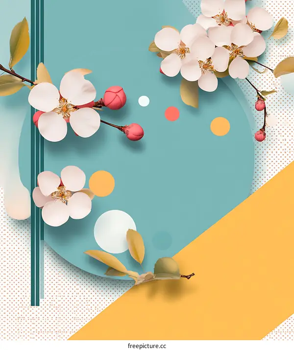 Abstract Flower Background with Circles and Lines