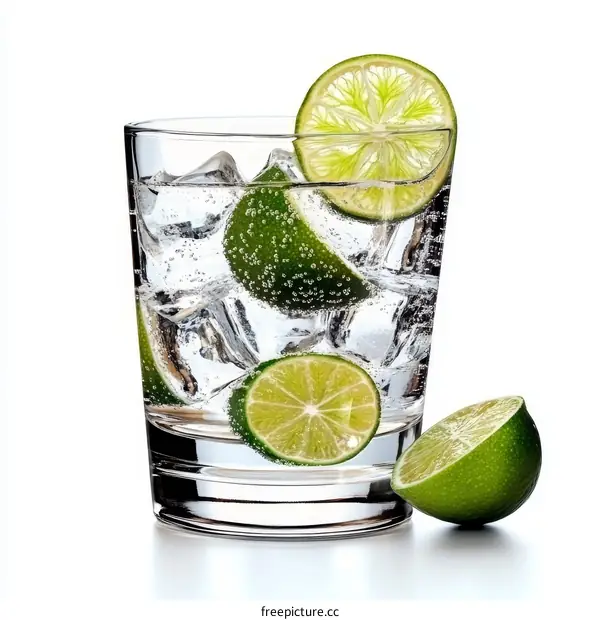 Refreshing Sparkling Lime Drink in Glass