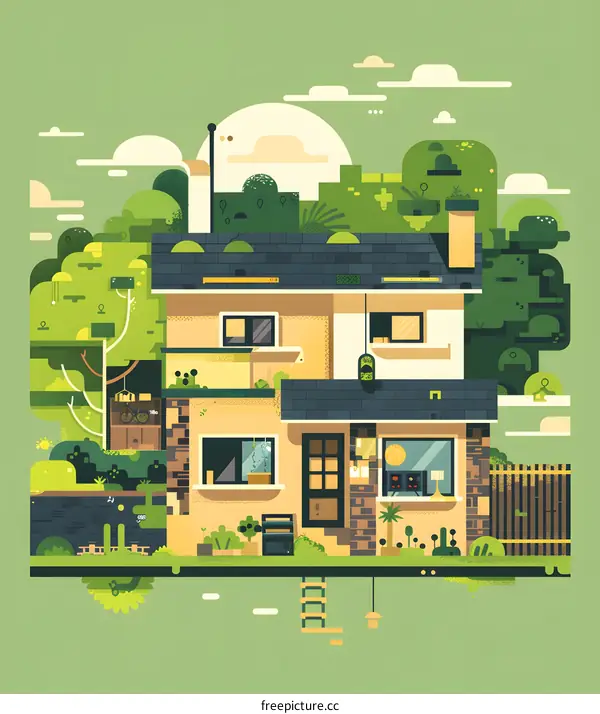 Simple Minimalist Illustration of a House