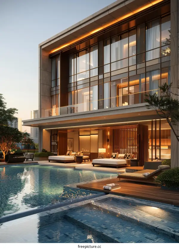 Luxury Modern Villa Poolside Relaxation