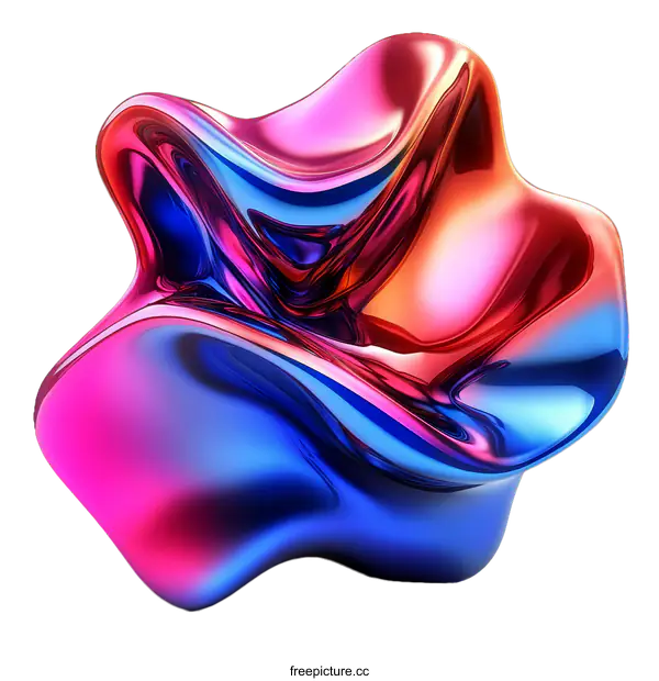 [Transparent Background PNG]Abstract Colorful Liquid Metal Sculpture Design