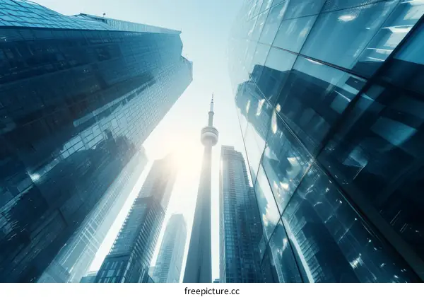 Toronto skyline with CN Tower in focus