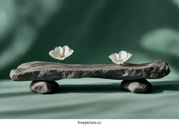 Elegant White Flower Display on Stone