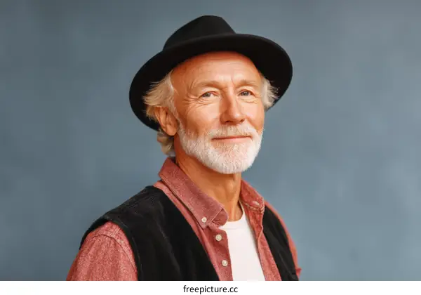 Portrait of a Smiling Senior Man in a Hat