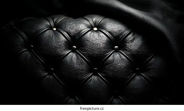 Close-up Detail of Black Leather Upholstery