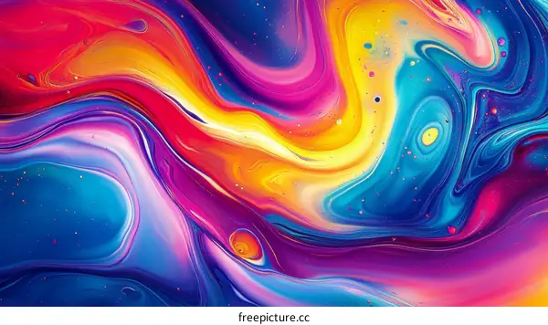 Abstract Colorful Flowing Paint Art