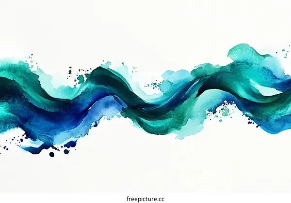 Abstract Watercolor Flowing Waves Design
