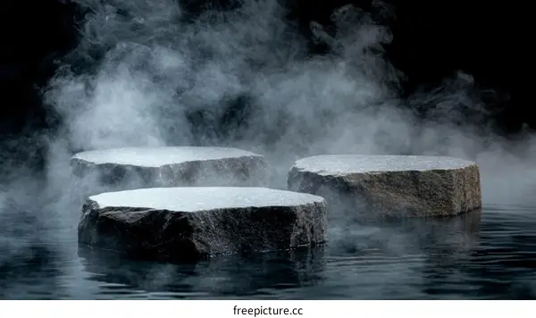 Abstract Stone Product Display in Smoky Water
