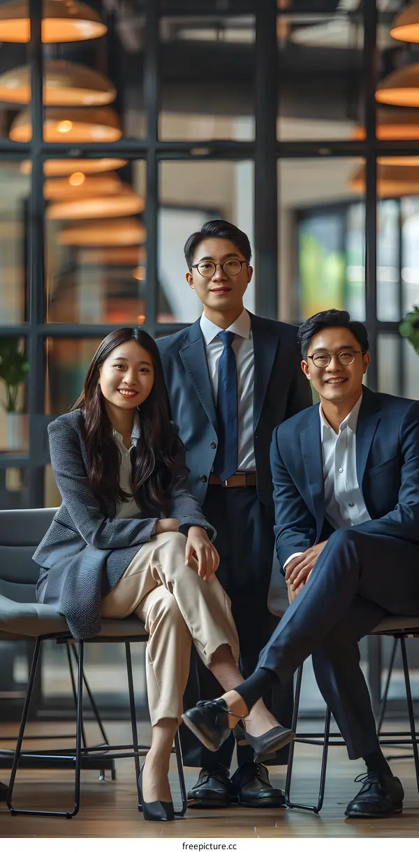 Professional Business People Posing in a Modern Office