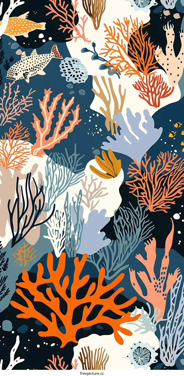 Colorful Underwater Coral Reef Illustration