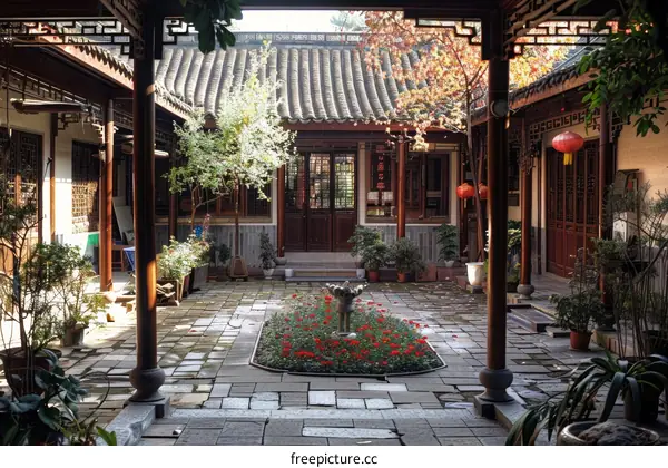 Courtyard of a traditional chinese courtyard house