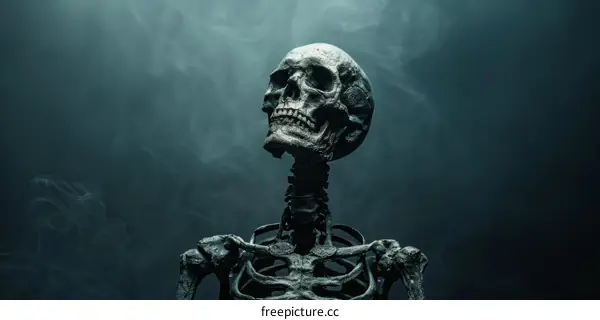 Skeletal Figure in Smoky Atmosphere