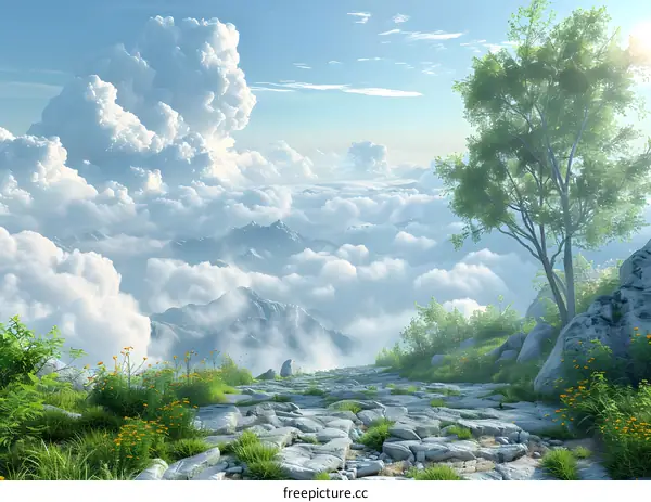 Fantasy Mountain Top Stone Road