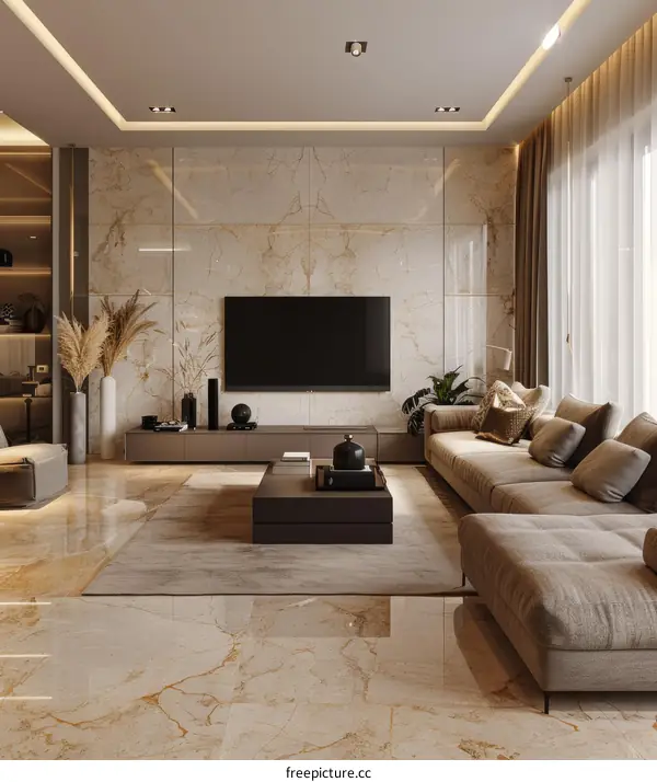 Modern Minimalist Marble Living Room Interior Design