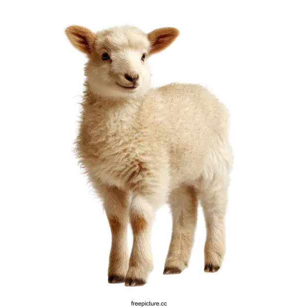 [Transparent Background PNG]Adorable Lamb Portrait Against White Background