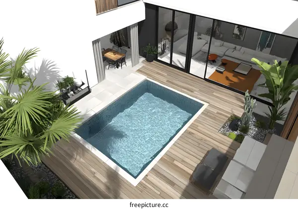 Modern House with Swimming Pool and Patio