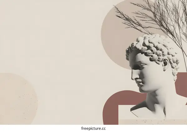 Minimalist Art Collage With Statue Head
