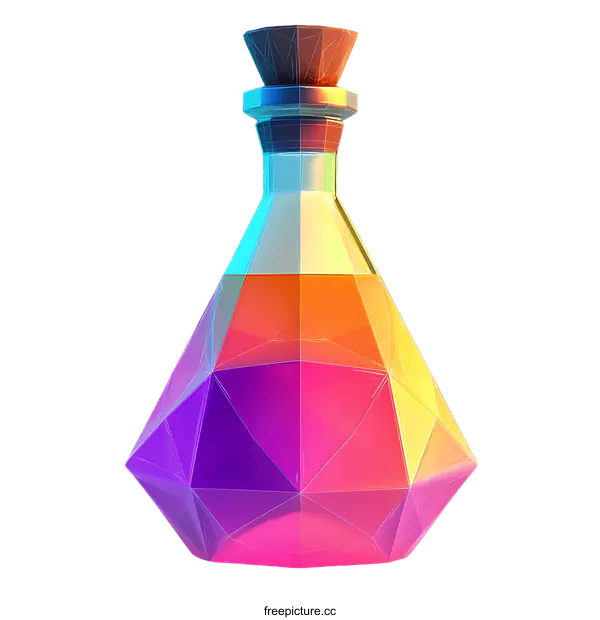 [Transparent Background PNG]Colorful Geometric Crystal Bottle Illustration