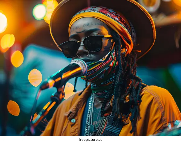Portrait of a Female Reggae Singer Performing on Stage