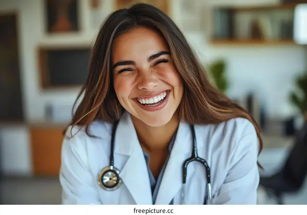 Smiling Caucasian Female Doctor Portrait