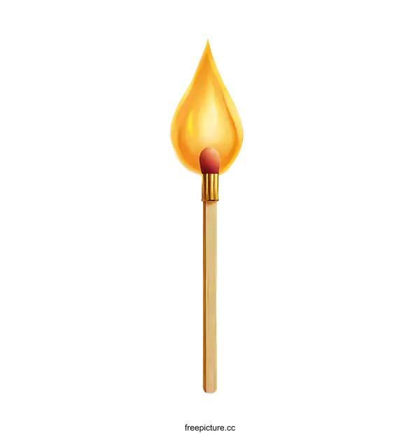 [Transparent Background PNG]Burning Match Illustration on White Background