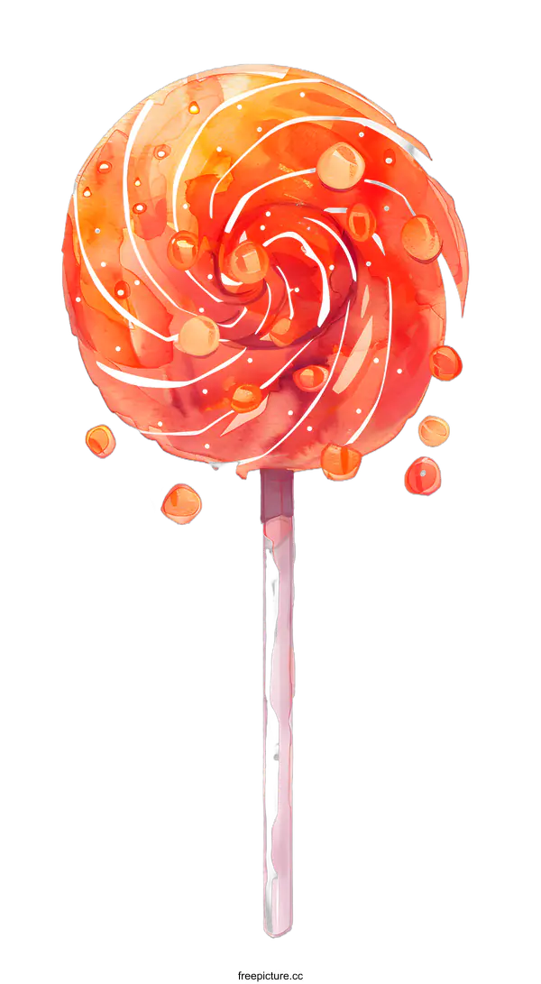 [Transparent Background PNG]Watercolor illustration of a spiral lollipop