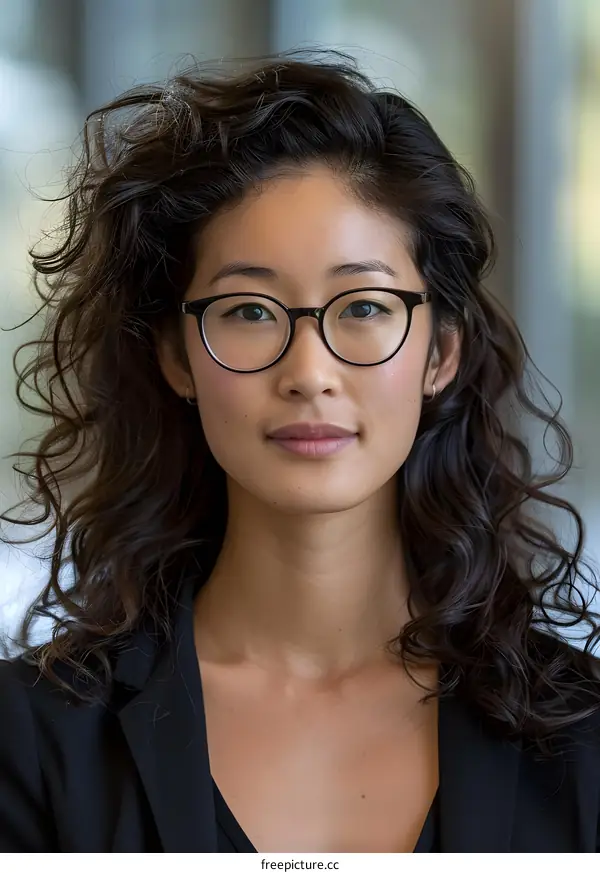 portrait of a young asian woman wearing glasses
