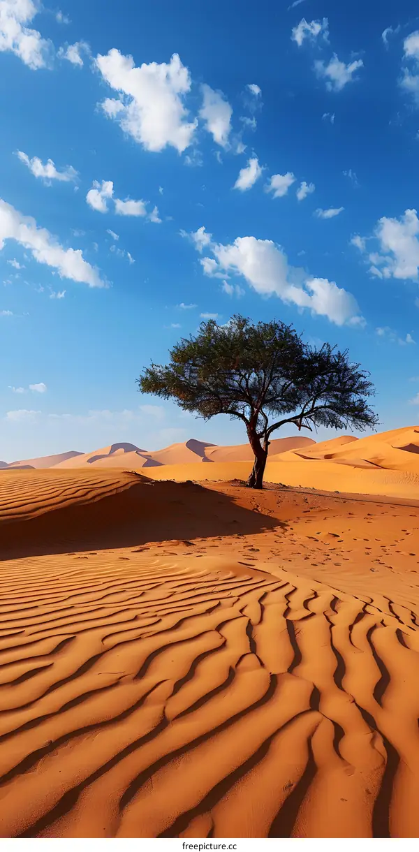 Lone Tree in a Vast Desert Landscape