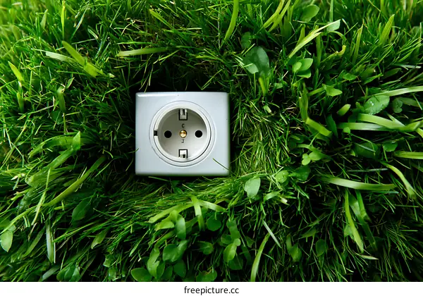 Sustainable Electrical Outlet in Green Grass
