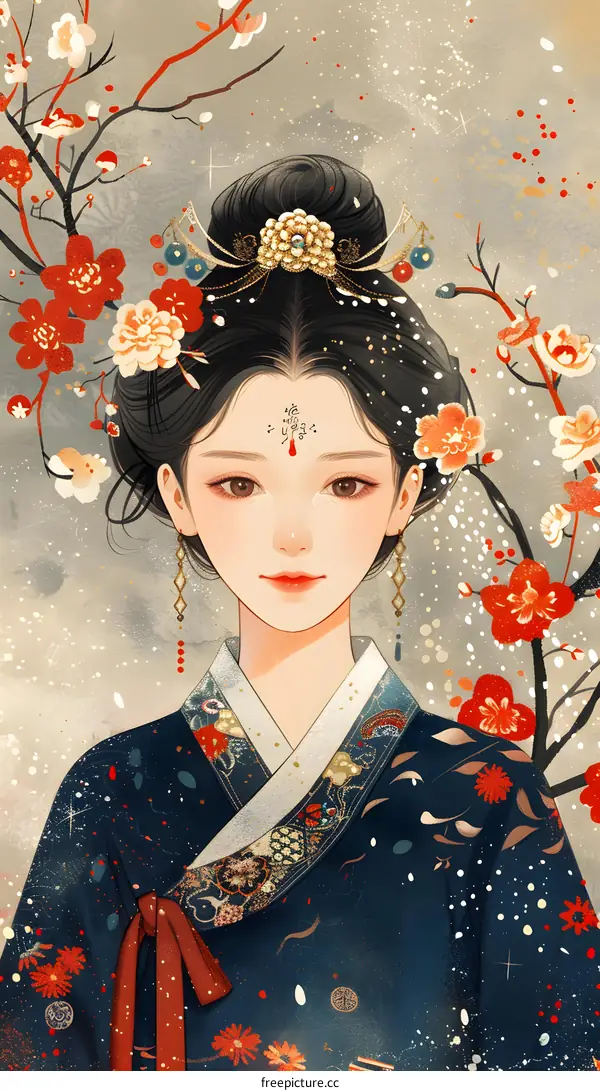 Portrait of a young woman in traditional Chinese clothing