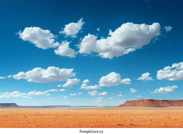 Desert landscape with blue sky and clouds