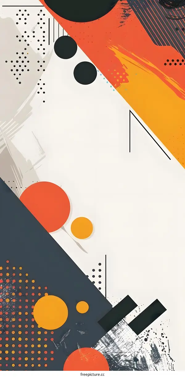 Abstract Geometric Shapes Background Design in Orange Yellow and Grey Colors