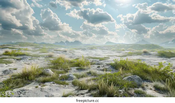 Rocky Mountains in the Distance with Green Vegetation