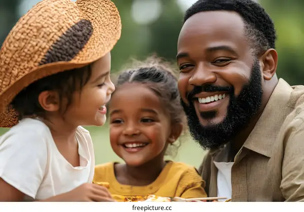 Happy Family Enjoying a Picnic Together in the Park