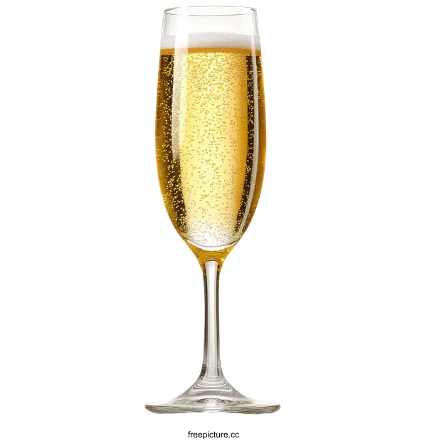 [Transparent Background PNG]Champagne Glass Filled with Sparkling Wine