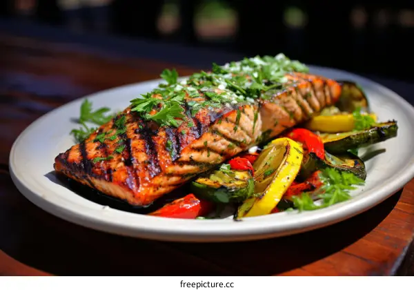 Grilled Salmon with Roasted Vegetables